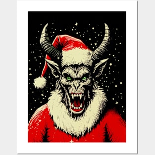 Vintage Krampus Christmas Holiday Horror Graphic Posters and Art